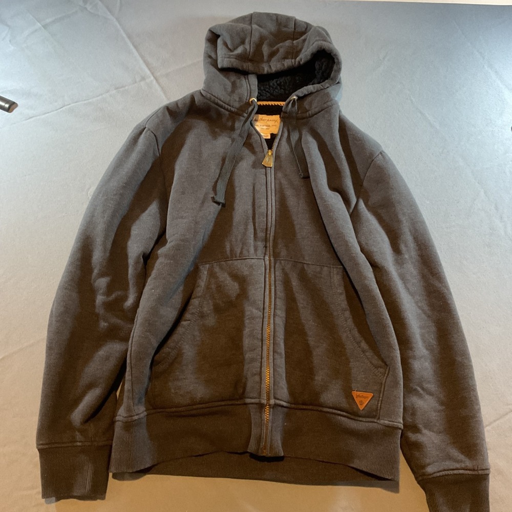Weatherproof Vintage Full Zip Hoodie Men's Medium Gray Fleece Lined Jacket